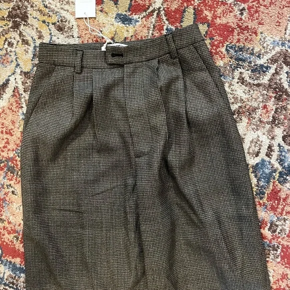 Reformation Brown Plaid Wide-Leg Pants - Picture 3 of 7